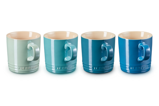 Stoneware Metallics Set of 4 Mugs Blue
